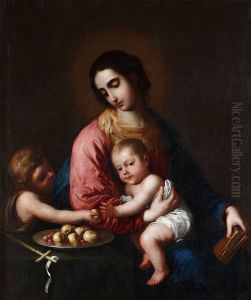 Virgin with Child Jesus and Child Saint John by Francisco De Zurbaran