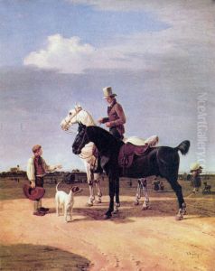 Reiter mit einem Handpferd, bei einem Bettelbuben haltend by Wilhelm von Kobell (1766-1853)