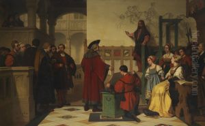 Albrecht Durer wird von Kaiser Maximilian bei der Arbeit besucht