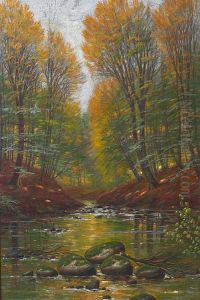 The forest at Moesgaard. by Wilhelm Ferdinand Leisner