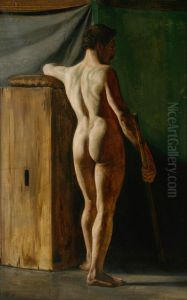 Study of a male model. by Wilhelm Marstrand