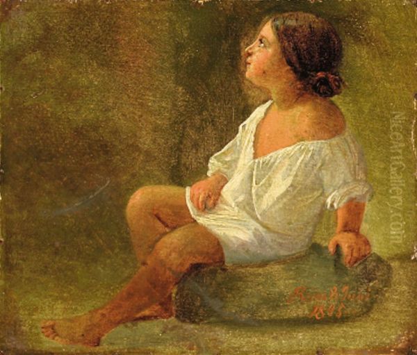 Roman girl in a white shirt. - view 1