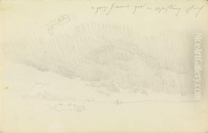 Wolkenstudie mit Haus im Vordergrund by Caspar David Friedrich
