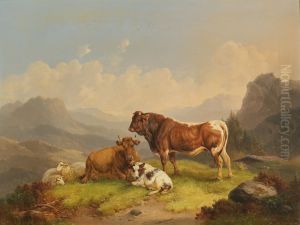 Weidevieh auf der Alm by Wilhelm Melchior