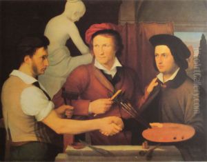 The Schadow Brethren with the sculptor Thorvaldsen by Friedrich Wilhelm Schadow