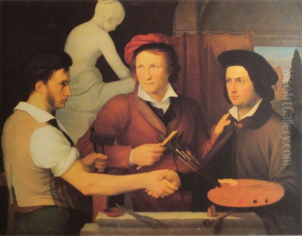 Die Bruder Schadow mit dem Bildhauer Thorvaldsen - view 1