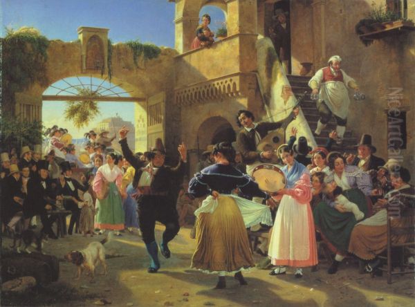 Romans gathered for merriment at an osteria. - view 1