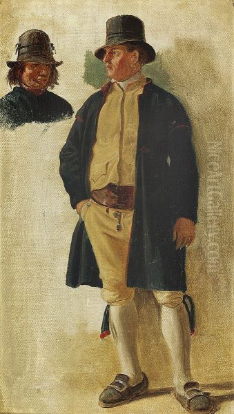 A standing man and the head of a farmer. - view 1
