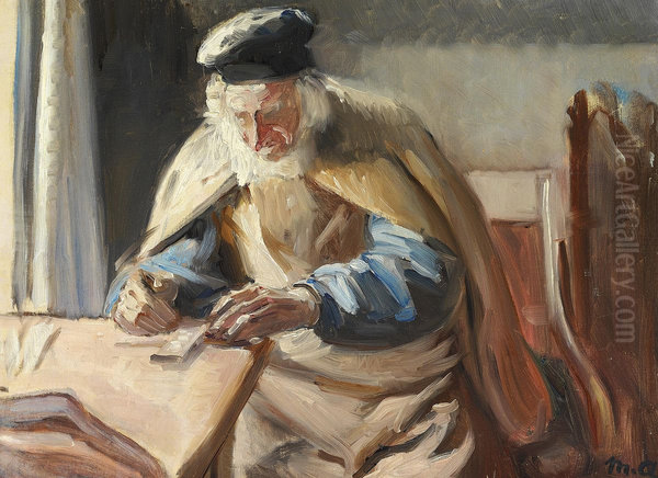 Interior with an old man. - view 1