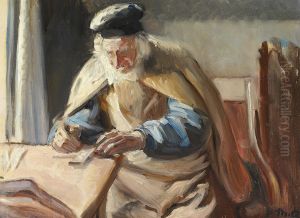Interior med en gammel mand. by Michael Peter Ancher