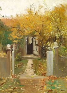 The garden entrance at the house of Michael and Anna Ancher on Markvej in Skagen. by Michael Peter Ancher