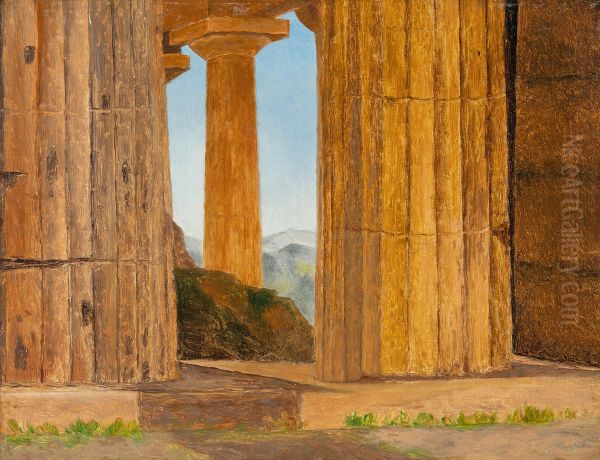 View of the Temple of Poseidon at Paestum. Study. - view 1