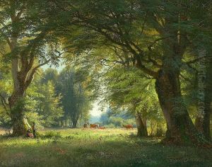Woodlands with a young couple, summer. Woodlands with a young couple, summer.