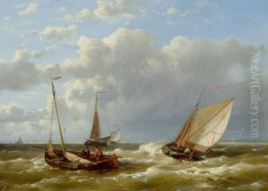 Marine / Beach scene with fisherman
