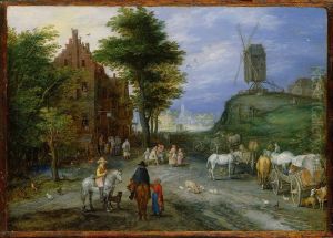 Edge of a village with windmill by Jan Brughel