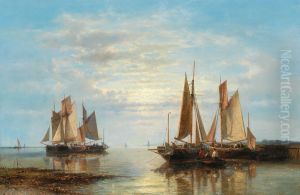 Sailing Boats on a Calm Sea by Abraham Hulk Senior