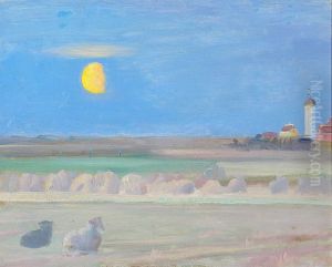 Landscape at the white lighthouse in Skagen. by Michael Peter Ancher