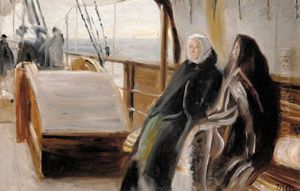 Aboard a sailing ship. by Michael Peter Ancher