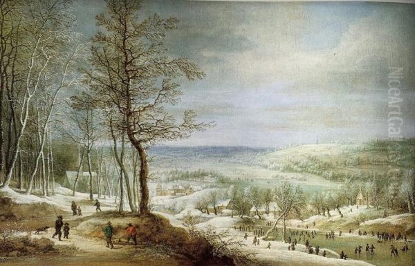 Winter landscape with skaters - view 1