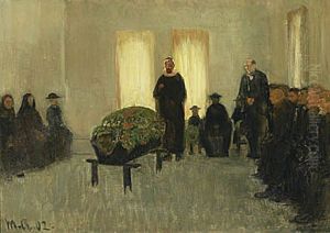 Funeral for a fisherman of Skagen. by Michael Peter Ancher