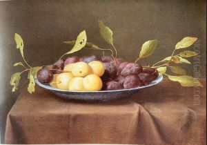 Plums in a Chinese dish by Jacob van Es