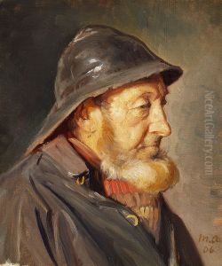 The fisherman Ole Svendsen seen in profile.