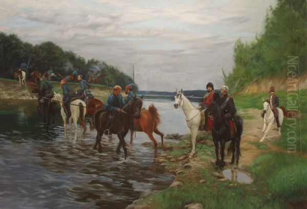 Roubikona. Diaschizontas to potami tes apospases Denis Davydov. 1812. Ladi se kamba. 145 * 215 ekatosta - view 1