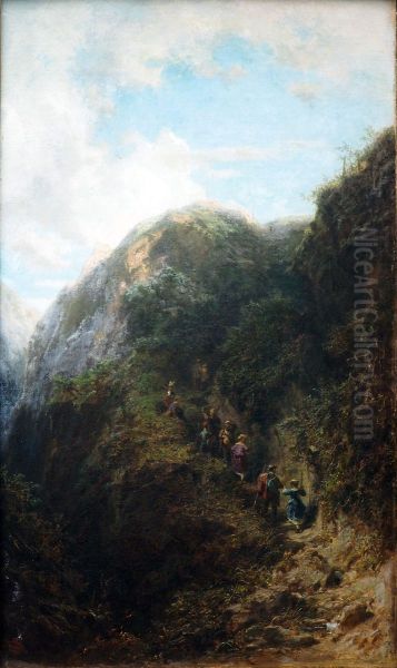 Touristen in den Bergen - view 1