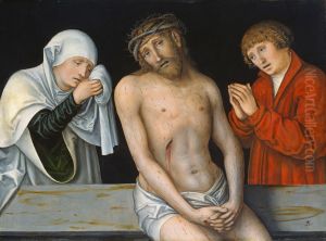 Der Schmerzensmann zwischen Maria und Johannes by Lucas Cranach the Elder