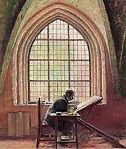 Maleren Kongstad skriver den nye Grundlov. by Michael Peter Ancher