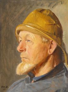 A fisherman of Skagen wearing a sou'wester. A fisherman of Skagen wearing a sou'wester.