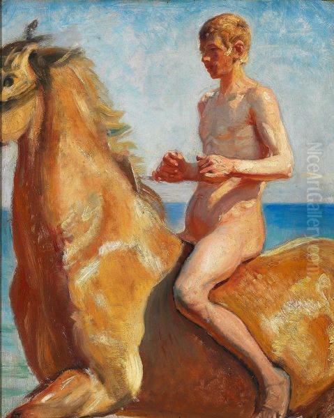 A young man riding a horse. Study. - view 1