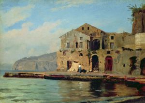 Haus am Strand von Sorrent by Louis Gurlitt
