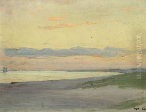 Evening at Skagen with view over the sea. by Michael Peter Ancher
