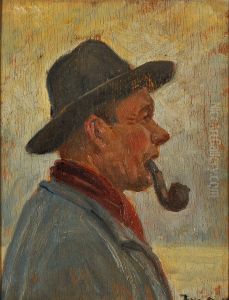 A fisherman smoking a pipe. (painting by M. Ancher) by Michael Peter Ancher