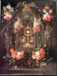 Flower garland with the Holy Sacrament Flower garland with the Holy Sacrament