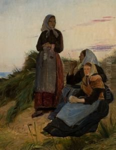 Fishermen's daughters on Sladrebakken. Study.