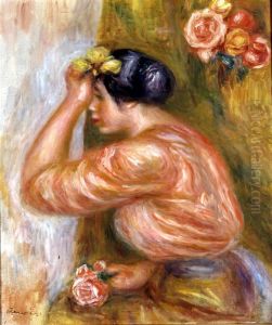 Femme a la rose devant le miroir
