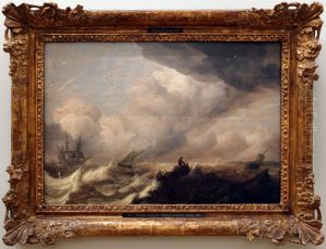 imbarcazioni in una burrasca by Abraham Van Beijeren