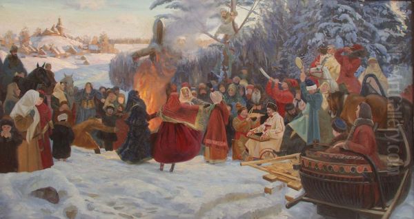 Del pancake. Di congedo all'inverno. Russia XVII secolo. Olio su tela. 110 x 210 cm - view 1