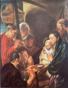 Adoration of the shepherds with a flute