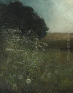 Landscape with bushers and dandelions. by Georg Achen