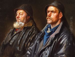 Two fishermen from Skagen, Denmark. by Michael Peter Ancher