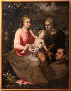 Madonna col bambino, s. Caterina d'a. e un Minorita