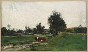 De weg van Bourg-la-Reine nabij Fontenay aux Roses. by Antoine Vollon