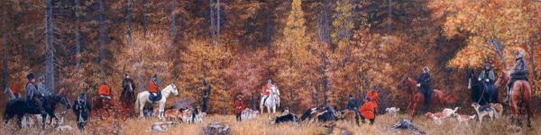 Russische Jagd. Ol auf Leinwand. 50 x 200 cm. - view 1