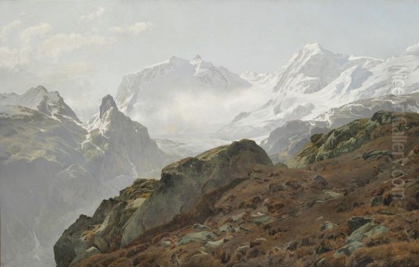 Monte Rosa. Morning in the High Alps. - view 1