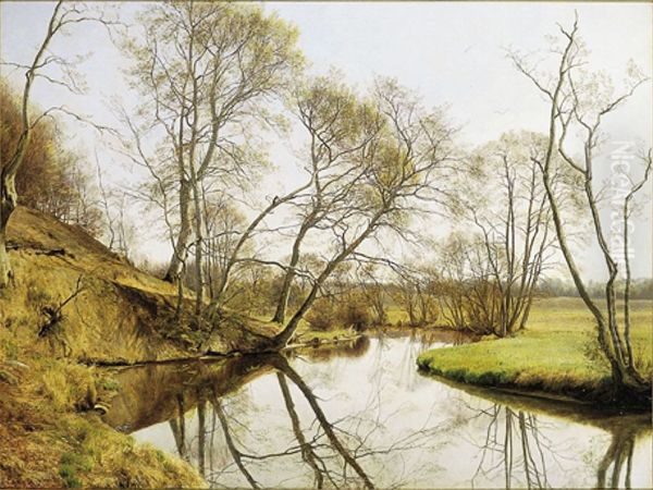 Springtime at the stream Skovmolleaen, Denmark. - view 1