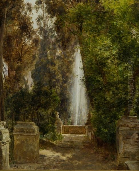 A fontain at the Villa d`Este in Tivoli, near Rome - view 1