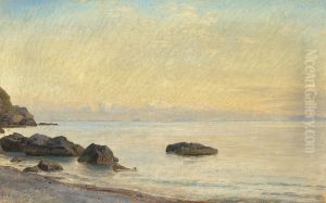 Coastal view from Capri. by Janus Andreas Bartholin La Cour